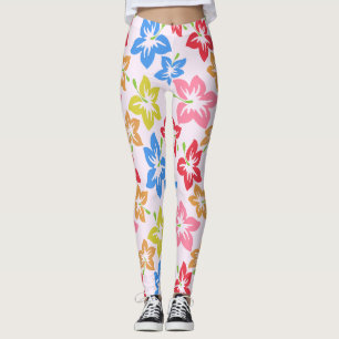 Farbiger Hibiskus, Muster von Blume Leggings