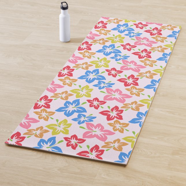 Farbiger Hibiskus, Muster von Blume Yogamatte (Beispiel)