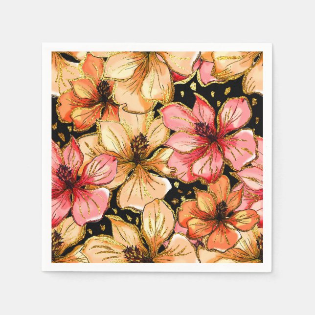 Farbiger Hibiskus Serviette (Vorderseite)