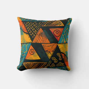 Farbiger Hintergrund mit afrikanischen Motiven Kissen