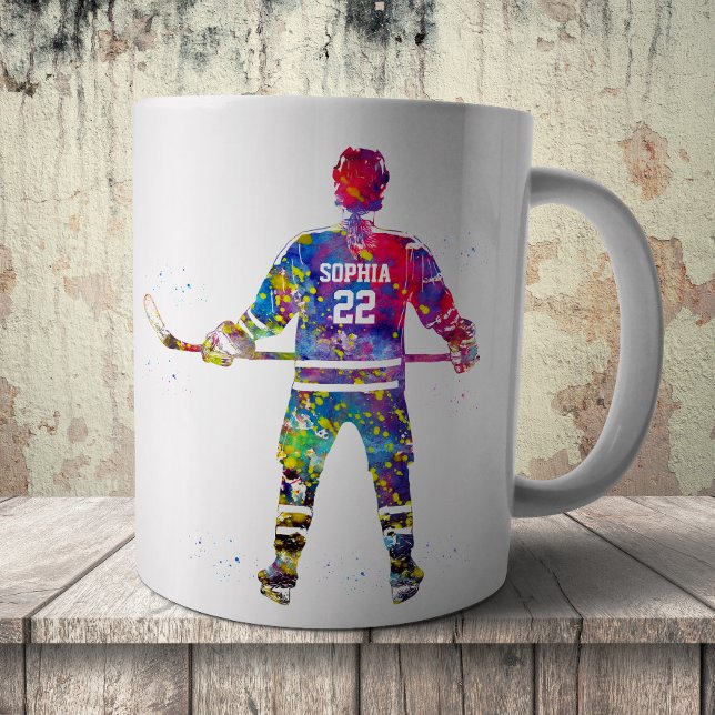 Farbiger Hockeyspieler Kaffeetasse (Von Creator hochgeladen)
