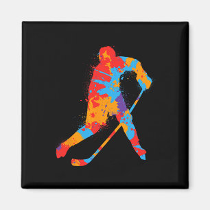 Farbiger Hockeyspieler Kinder Männer Jungen Eishoc Magnet