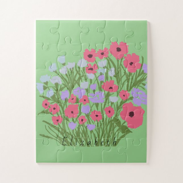 Farbiger Hübscher Blumenkohl + Individuelle Name Puzzle (Vertikal)