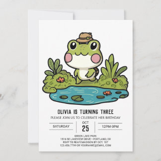 Farbiger Hübscher Frosch Digitaler Geburtstag Einladung