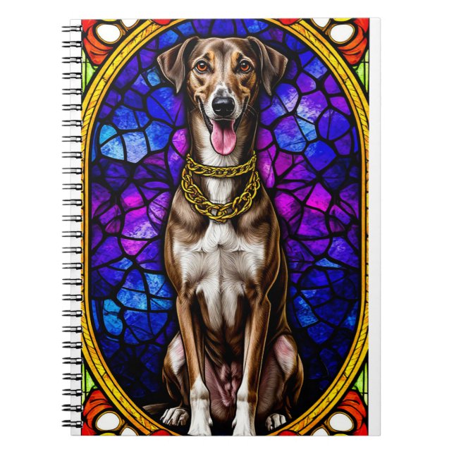 Farbiger Hund mit vergoldetem Glas Notizblock (Vorderseite)