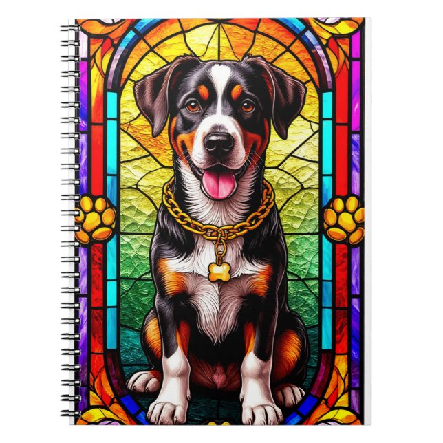Farbiger Hund mit vergoldetem Glas Notizblock (Vorderseite)