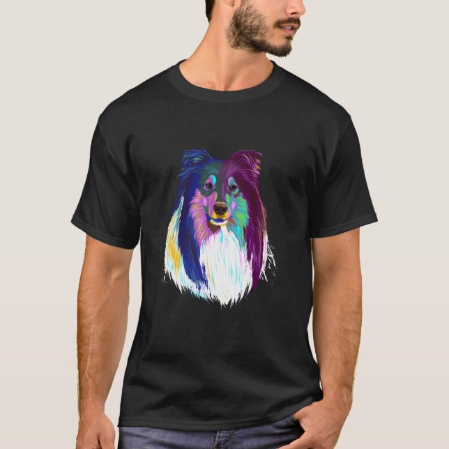 Farbiger Hund Rough Collie T-Shirt (Vorderseite)