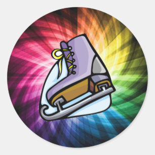 Farbiger Ice-Skate Runder Aufkleber