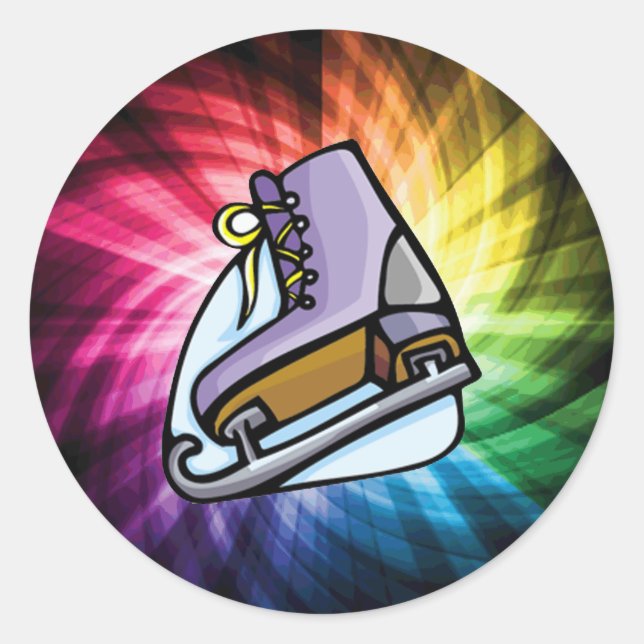 Farbiger Ice-Skate Runder Aufkleber (Vorderseite)