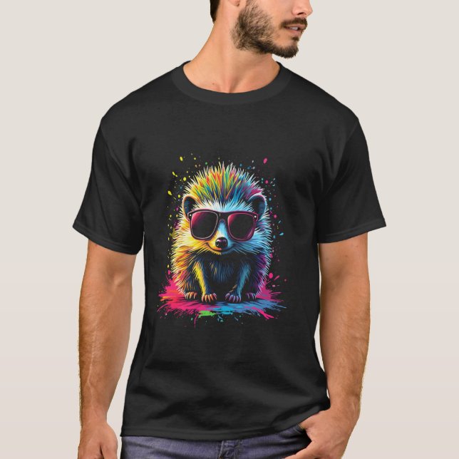 Farbiger Igel T-Shirt (Vorderseite)