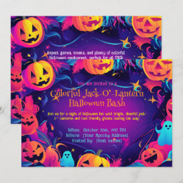 🎃 farbiger Jack-O’-Lantern Halloween-Bash Einladung