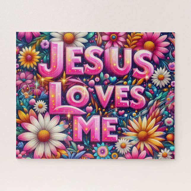 Farbiger Jesus liebt mich Puzzle (Horizontal)