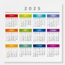 Farbiger Kalender 2025 - Rainbow Colors 3 Spalten