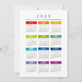 Farbiger Kalender 2025 - Rainbow Colors 3 Spalten Einladung