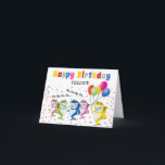 Farbiger Kids-Hai | Happy Birthday Karte<br><div class="desc">Farbenfrohe Kinder Geburtstagskarte mit verschiedenen farbigen Haie,  Ballons,  Sprinkle Konfetti,  die mit dem Namen und Alter der Kinder personalisiert werden kann.</div>