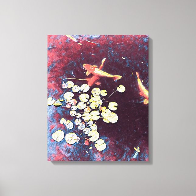 Farbiger Koi-Fisch Japanischer Fischteich Leinwanddruck (Vorderseite)