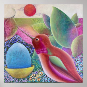 Farbiger Kolibri Whimsical Art Poster