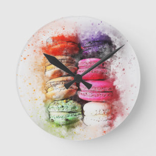 Farbiger Konditorkuchen Macaroon Abstrakt Runde Wanduhr