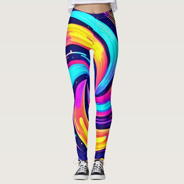 Farbiger kosmischer Swirl Leggings (Vorderseite)