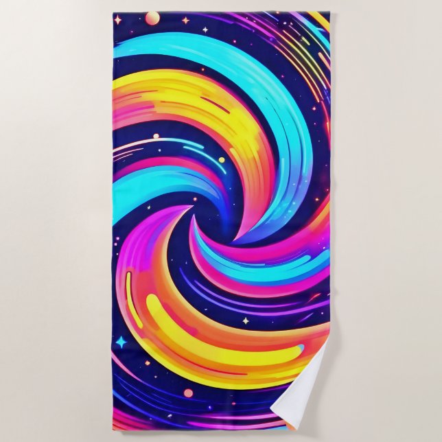 Farbiger kosmischer Swirl Strandtuch (Vorderseite)