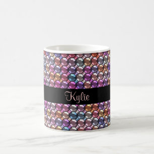 Farbiger Kristall mit individuelle Name Kaffeetasse