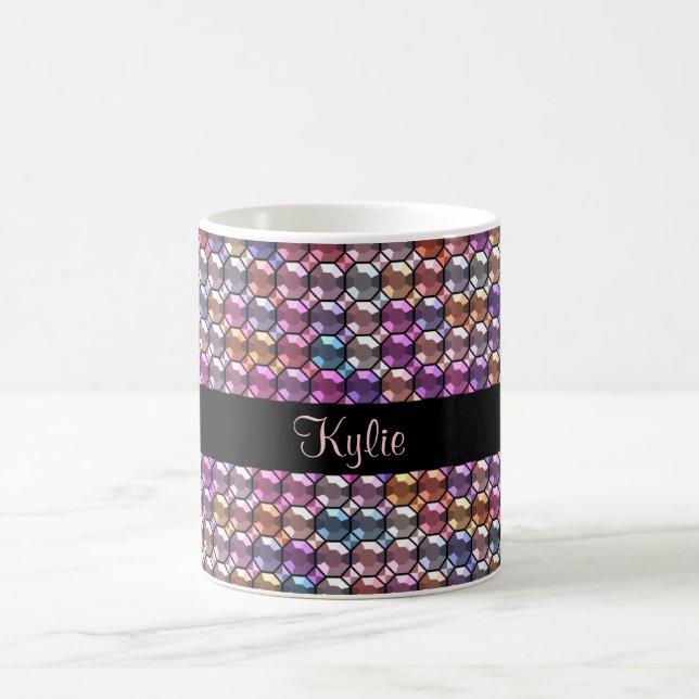 Farbiger Kristall mit individuelle Name Kaffeetasse (Mittel)