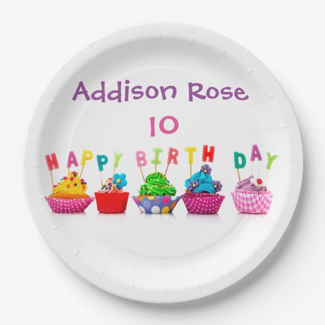 Farbiger Kuchen - 9 Zoll Pappteller (Vorderseite)