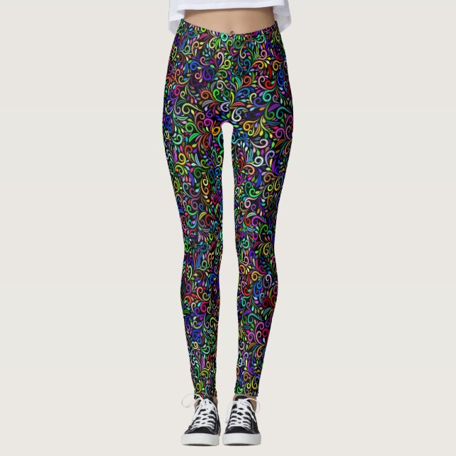 Farbiger, kurzer Q-Wunsch Leggings (Vorderseite)