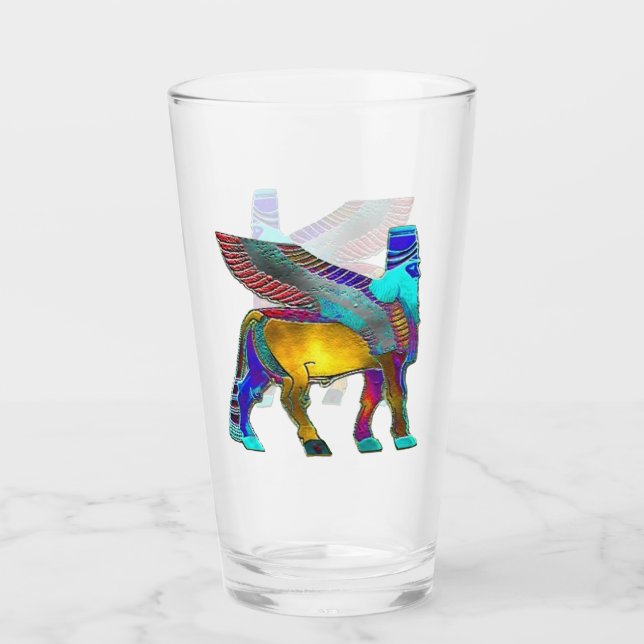 Farbiger Lamassu-Glascup Glas (Vorderseite)