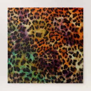 Farbiger Leopard: Abstrakte Vintage Textur Puzzle