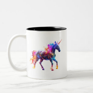 Farbiger leuchtender süßer Einhorn Zweifarbige Tasse
