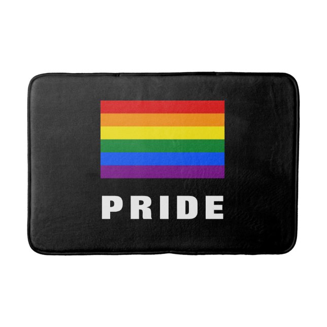 Farbiger LGBTQ-Regenbogen-Gay Pride-Flag mit benut Badematte (Vorderseite)