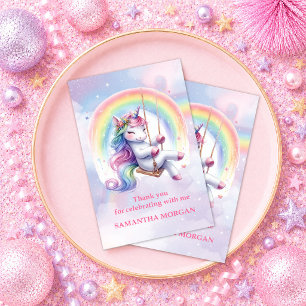 Farbiger lila Einhorn Mädchen Geburtstag Dankeschö Dankeskarte