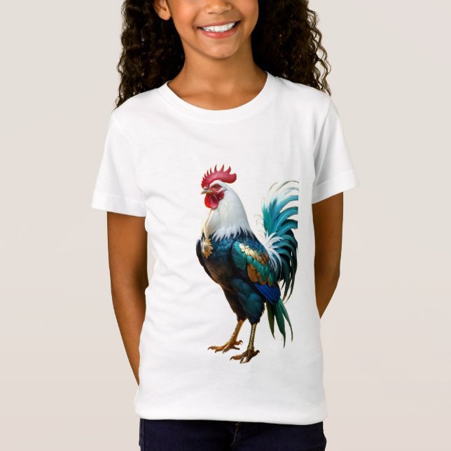 Farbiger Majestätischer Hahn Kinder T-Shirt (Vorderseite)