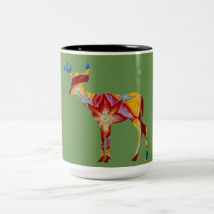 Farbiger Mandala-Rentier Zweifarbige Tasse