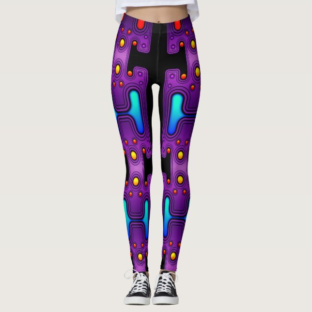 Farbiger mechanischer Android Futuristischer Robot Leggings (Vorderseite)