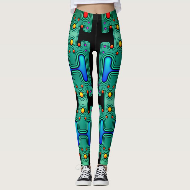 Farbiger mechanischer Android Futuristischer Robot Leggings (Vorderseite)