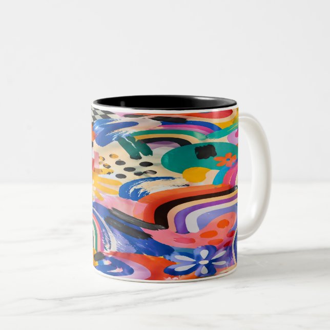 Farbiger Memphis-Becher Zweifarbige Tasse (VorderseiteRechts)