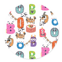 Farbiger Monster-„BOO“-Halloween-Cartoon-Entwurf