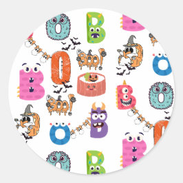 Farbiger Monster-„BOO“-Halloween-Cartoon-Entwurf Runder Aufkleber