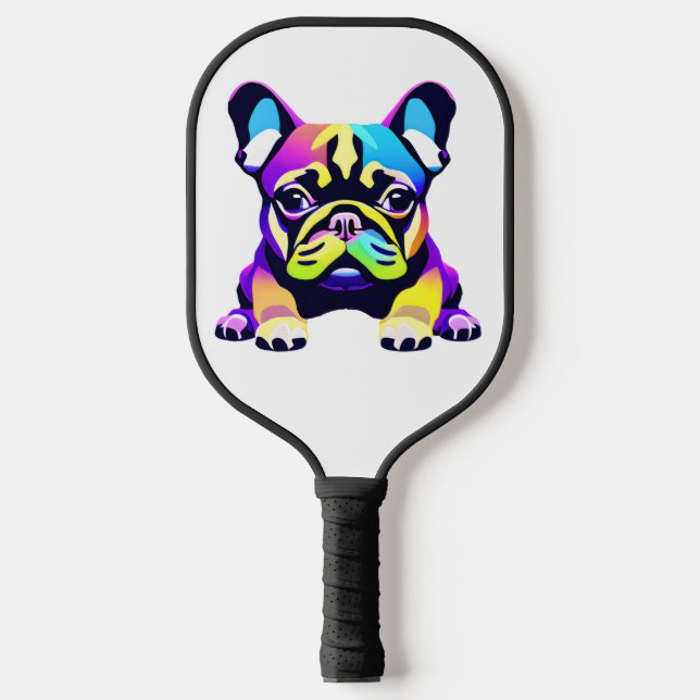 Farbiger Mops Hund Welpe Pickleball Schläger (Vorderseite)