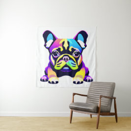 Farbiger Mops Hund Welpe Wandteppich