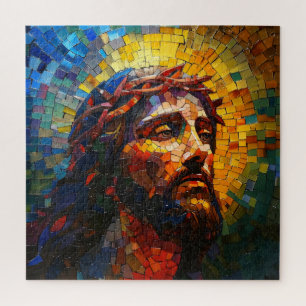 Farbiger Mosaik Jesus Puzzle