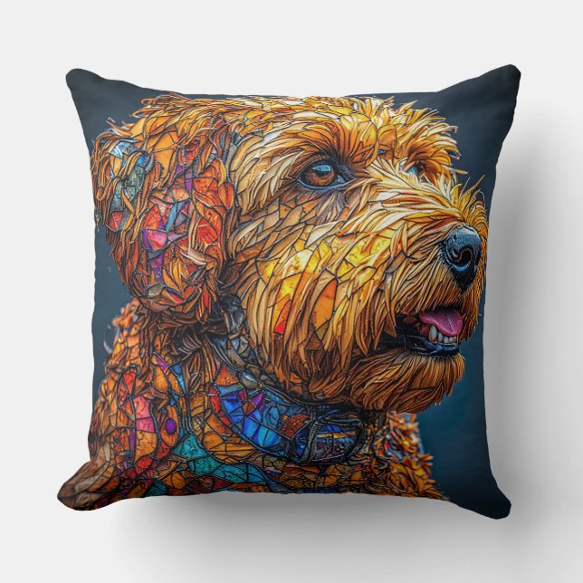 Farbiger Mosaikhund Kissen (Vorderseite)