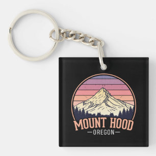 Farbiger Mount Hood Oregon – Retro-Reise Schlüsselanhänger