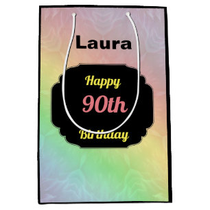 Farbiger Name zum 90. Geburtstag Mittlere Geschenktüte