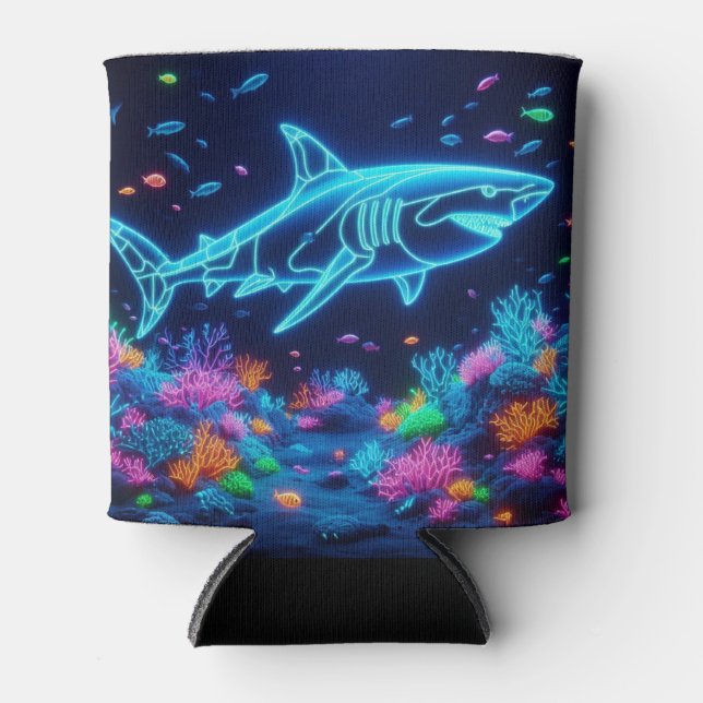 Farbiger Neonhai Dosenkühler (Vorderseite)