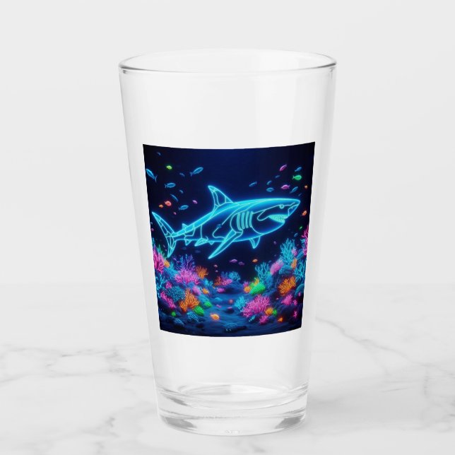 Farbiger Neonhai Glas (Vorderseite)