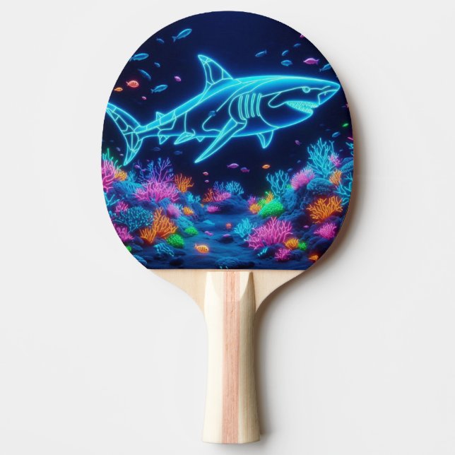 Farbiger Neonhai Tischtennis Schläger (Vorderseite)