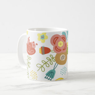 Farbiger Niedlicher Blumenmuster Lichthintergrund Kaffeetasse